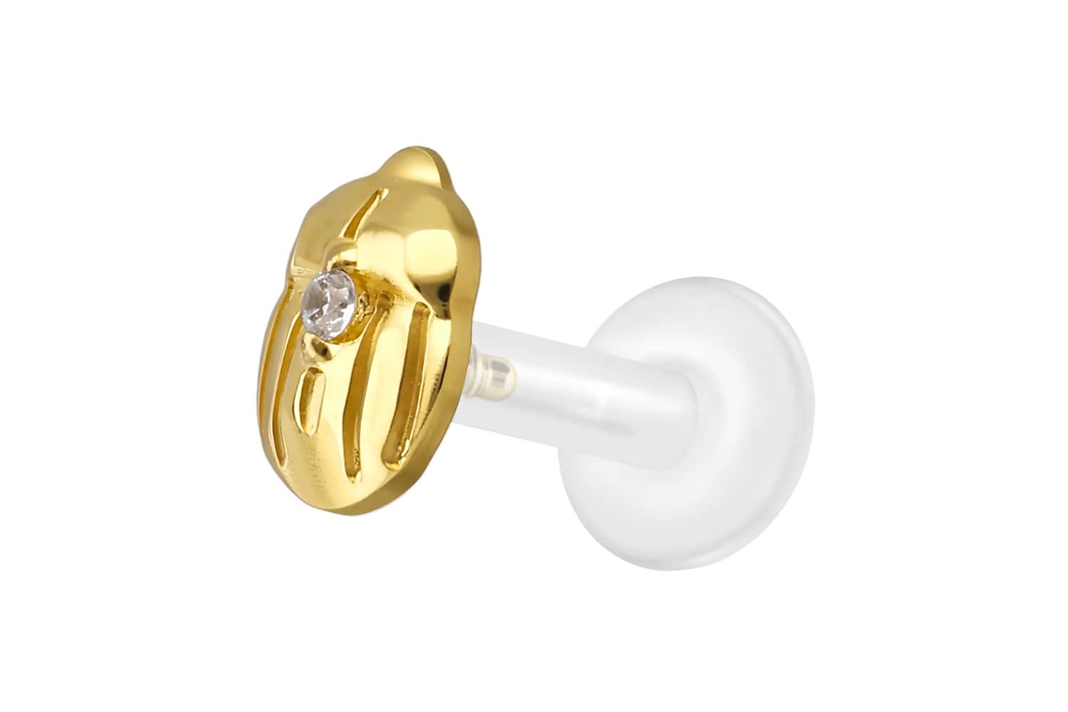 PTFE Labret Piercing mit Innengewinde + Titan-Aufsatz SKARABÄUS
